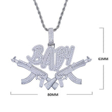 Load image into Gallery viewer, New Iced Out Bling CZ AK47 Gun Pendant Necklace Cubic Zirconia Letter Certified Steppa Necklaces Men Fashion Hip Hop Jewelry
