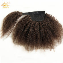Load image into Gallery viewer, #2 #4 Brown Hair Afro Kinky Curly Ponytail Human Hair Ponytail Wrap Around Ponytail Hair Remy Brazilian Hair Ponytail Extensions
