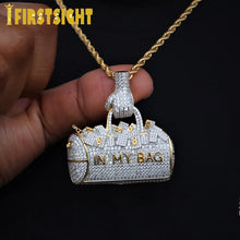 Load image into Gallery viewer, Bling Money Bag Pendant Necklace 5A Zircon Lettrts In My Bag Charm Necklaces Men&#39;s Women Hip Hop Jewelry
