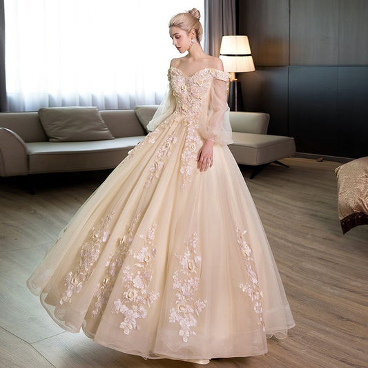 Long Sleeve Quinceanera Dress Off The Shoulder