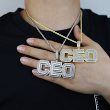 Load image into Gallery viewer, Bling CZ CEO Necklace Two Tone Color Cubic Zirconia Letters CEO Pendant Necklaces Hip Hop Men Women Jewelry
