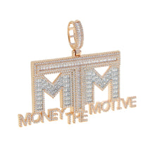 Load image into Gallery viewer, Bling Letters The Money Motive Pendant Necklace Two Tone Color 5A Zircon MM Charm Necklaces Men&#39;s Hip Hop Jewelry
