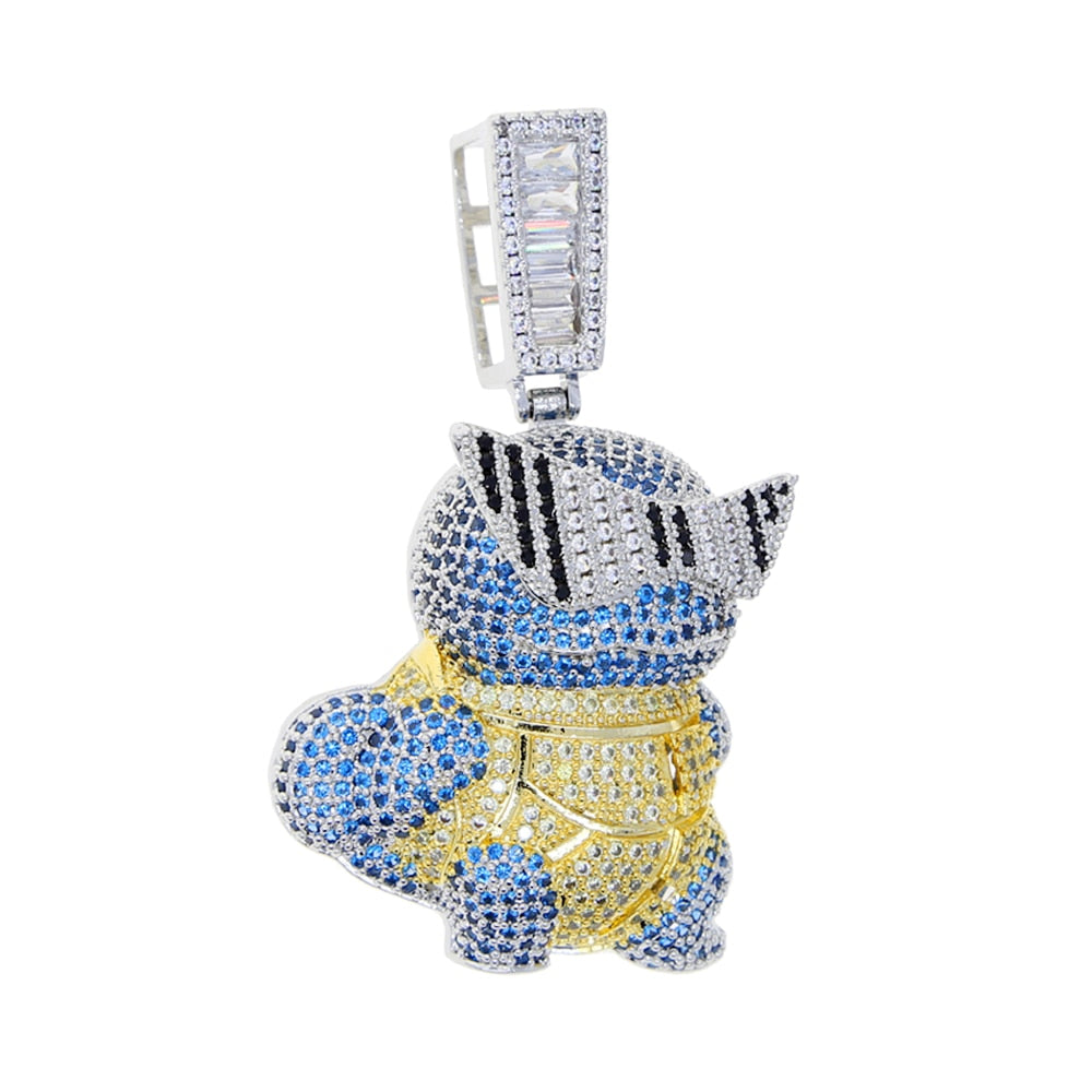 Bling Jiarui Pokemon Pendant Necklace Silver Color Baguette CZ 5A Zircon Cartoon Charm Men&#39;s Women Hip Hop Jewelry
