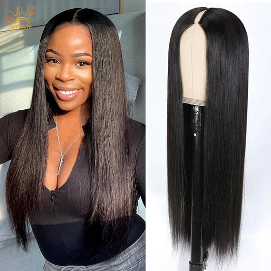 Straight Hair V Part Wig Human Hair No Leave Out Thin Part Wig Glueless Human Hair Wigs for Women No Glue Brazilian Remy Hair