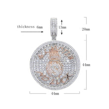 Load image into Gallery viewer, Iced Out Bling CZ Letter All Hustle No Luck Pendant Necklace Cubic Zirconia Two Tone Color Charm Men Women Hip Hop Jewelry
