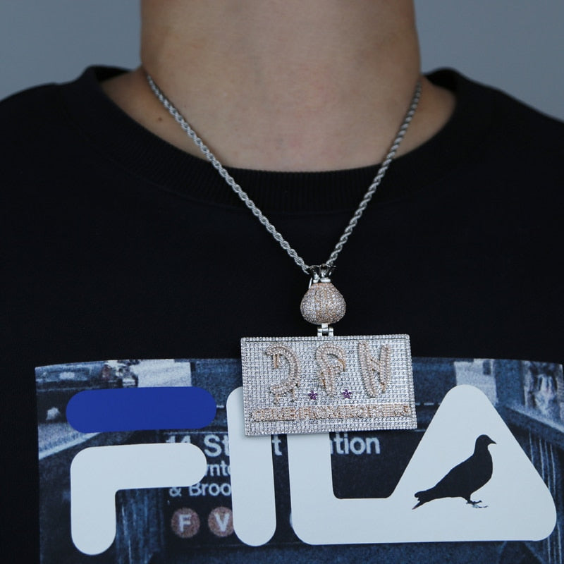Bling CZ Letters CFN Pendant Necklace Two Tone Color Zircon Come From Nothing Charm Men&#39;s Women Hip Hop Jewelry