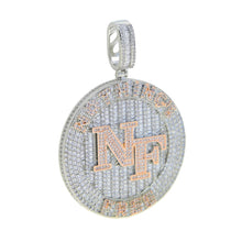 Load image into Gallery viewer, Bling CZ Letter NF Pendant Necklace Cubic Zirconia Round Nothing&#39;s Free Badge Charm Men Women Hip Hop Jewelry
