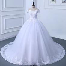 Load image into Gallery viewer, Off The Shoulder Lace Ball Gown Simple Wedding Dress
