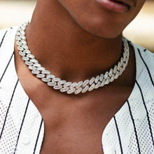 Load image into Gallery viewer, 15mm Baguette CZ Heavy Chunky Cuban Link Chain Necklace Silver Color CZ Zircon Big Hip Hop Men Women Jewelry New

