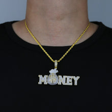 Load image into Gallery viewer, Letters Money Pendant Necklace Silver Color 5A Zircon Money Bag Dollar Sign Necklaces Men&#39;s Women Hip Hop Jewelry
