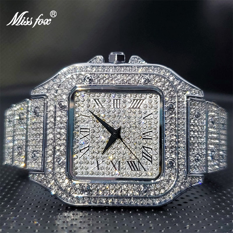 Ice Out Relogio Droshipping Luxury Full Diamond Quartz Watches For Men or Women Classic Stylish Trend 2021 Waterproof Watch New