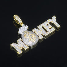 Load image into Gallery viewer, Letters Money Pendant Necklace Silver Color 5A Zircon Money Bag Dollar Sign Necklaces Men&#39;s Women Hip Hop Jewelry
