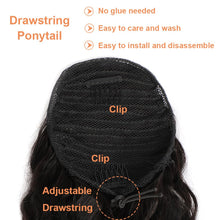Load image into Gallery viewer, Body Wave Ponytail Human Hair Ponytail Extensions Drawstring Ponytail Human Hair Brazilian Hair Ponytail Weaving Pony tail Remy
