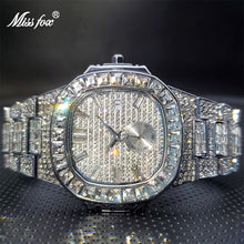 Load image into Gallery viewer, Men&#39;s Diamond Watch with Double Dial MISSFOX Classic Square Ice Out Large Men Wristwatch Waterproof Wholesale Froze Bijoux Homme
