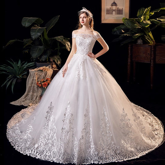 Wedding Dress Applique Plus Size Embroidery 2023 New Long Train Sweetheart Bride Dress