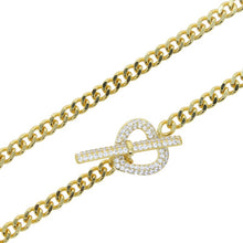 Load image into Gallery viewer, Gold Color 5mm Cuban Link Chain Cz Toggle Heart Clasp Necklace Micro Pave European Classic Fashion Women Choker Women Jewelry
