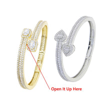 Load image into Gallery viewer, 2022 New Iced Out Bling Baguette CZ Square Charm Bracelet Zircon Heart Opened Bangle For Men Women Hiphop Luxury Jewelry
