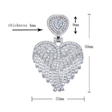 Load image into Gallery viewer, Bling Zircon Angel Wings Pendant Necklace Tow Tone Color CZ Heart Wing Charm Necklaces Men Women Hip Hop Jewelry
