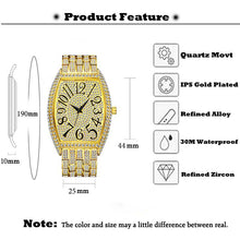 Load image into Gallery viewer, Big Wrist Watches For Men Fashion Special Trendy Cover Cuban Zircon Black Quartz Watch Waterproof Large Timepieces Dropshipping
