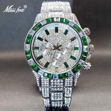 Load image into Gallery viewer, Ice Out Green Diamond Watch For Men Brand Luxury Sport Style Chronograph Men&#39;s Quartz Watches Durable Clock Good For Value
