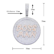 Load image into Gallery viewer, New HipHop Letter Boss Man Pendant Necklace Iced Out Bling Two Tone Color CZ Zircon Round Letters Charm Men&#39;s Women Jewelry
