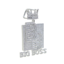 Load image into Gallery viewer, Iced Out Bling Letters Big Boss Pendant Necklace Gold Silver Color 5A Zircon Crown Letter Charm Men&#39;s Women Hip Hop Jewelry
