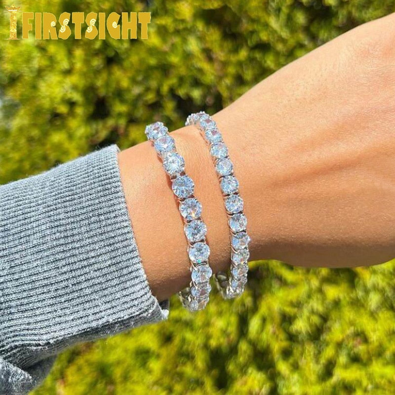 New Iced Out Zircon women men Bracelet 8mm CZ Tennis Chain Hiphop Link Fashion Punk Choker Chain Bling Bling Charms Jewelry