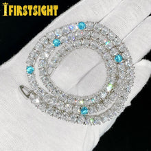 Load image into Gallery viewer, Bling AAA Zircon 5mm Tennis Chain Necklace Silver Color Two Tone Color Blue CZ Choker Women Men Hip Hop Fashio Jewelry
