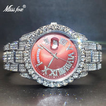 Load image into Gallery viewer, Men&#39;s Watches Luxury Diamond Iced Out Adjust Date Day Waterproof Quartz Watch For Male Female White Red Pink Dial Dropshipping
