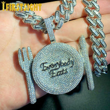 Load image into Gallery viewer, Bling CZ Letters Everybody Eats Pendant Necklace Zircon Tableware Charm Necklace Men&#39;s Women Hip Hop Jewelry
