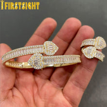 Load image into Gallery viewer, New Baguette AAA CZ Opened Square Zircon Charm Bracelet Iced Out Bling Gold Silver Color Hea Bangle For Men Women Hiphop Jewelry
