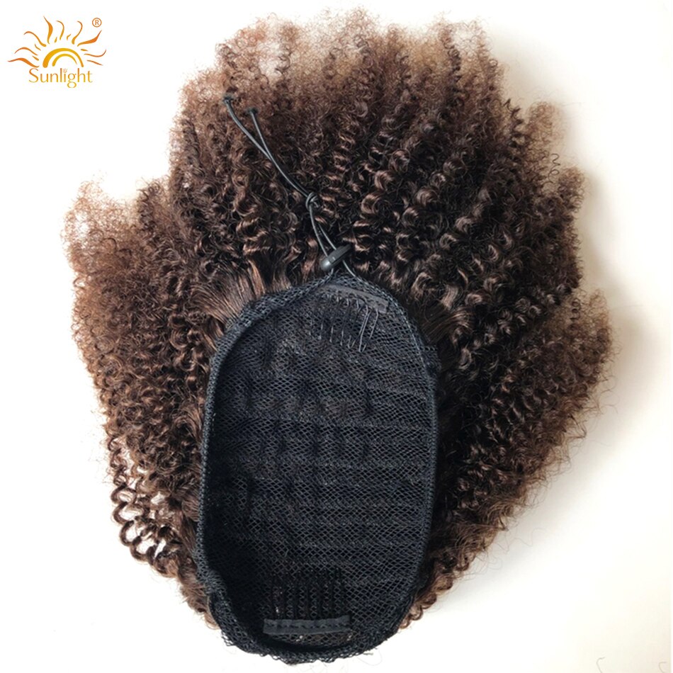 Ombre Drawstring Ponytail Human Hair Ponytail Extensions Afro Kinky Curly Ponytail Remy Brazilian Hair Ponytail T1b/4/27 T1b/99J