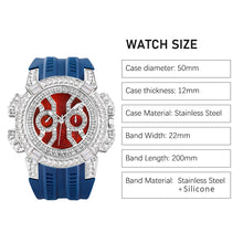 Load image into Gallery viewer, Big Face Watch For Man Luxury Sport Special Style Buguette Large Case Quartz Watches With Blue Slicone Strap Summer Accessories
