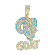 Load image into Gallery viewer, Bling CZ Letter Goat Pendant Necklace 5A Cubic Zirconia Blue Ename Head Animal Charm Men Women Hip Hop Jewelry
