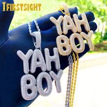 Load image into Gallery viewer, Bling Letters YAH BOY Pendant Necklace Gold Silver Color 5A Zircon Letter Charm Men&#39;s Hip Hop Rock Jewelry
