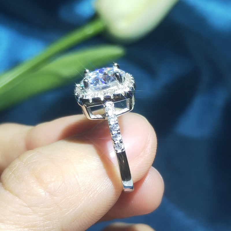 Moissanite Rings 3CT Brilliant Rings For Women Girls Promise Gift