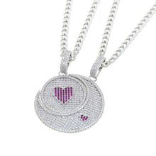 Load image into Gallery viewer, Bling Moon Sun Pendant Necklace Silver Color Cubic Zircon Love Heart Lovers Charm Cuban Chain Hip Hop Men Women Jewelry

