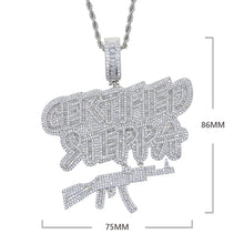 Load image into Gallery viewer, New Iced Out Bling CZ AK47 Gun Pendant Necklace Cubic Zirconia Letter Certified Steppa Necklaces Men Fashion Hip Hop Jewelry
