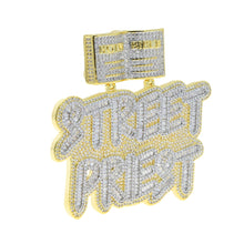 Load image into Gallery viewer, Bling Letters Street Priest Pendant Necklace Silver Color 5A Zircon Badge Charm Necklaces Men&#39;s Hip Hop Jewelry
