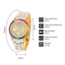 Load image into Gallery viewer, Luxury Men&#39;s Watch With Raninbow Diamond Baguette Watches For Male Three Dial Multifunctional Wristwatches Look Like Expensive
