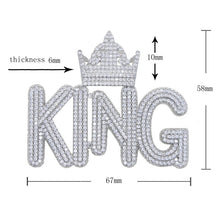 Load image into Gallery viewer, Bling Crown Badge CZ Letter King Pendant Necklace Cubic Zirconia Fist Power Charm Men Fashion Hip Hop Jewelry
