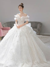 Load image into Gallery viewer, Luxury Wedding Dress Off The Shoulder Bridal Dress Lace Applique Pregnant Women Vestido De Noiva Plus Size Custom Made

