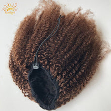 Load image into Gallery viewer, Ombre Drawstring Ponytail Human Hair Ponytail Extensions Afro Kinky Curly Ponytail Remy Brazilian Hair Ponytail T1b/4/27 T1b/99J
