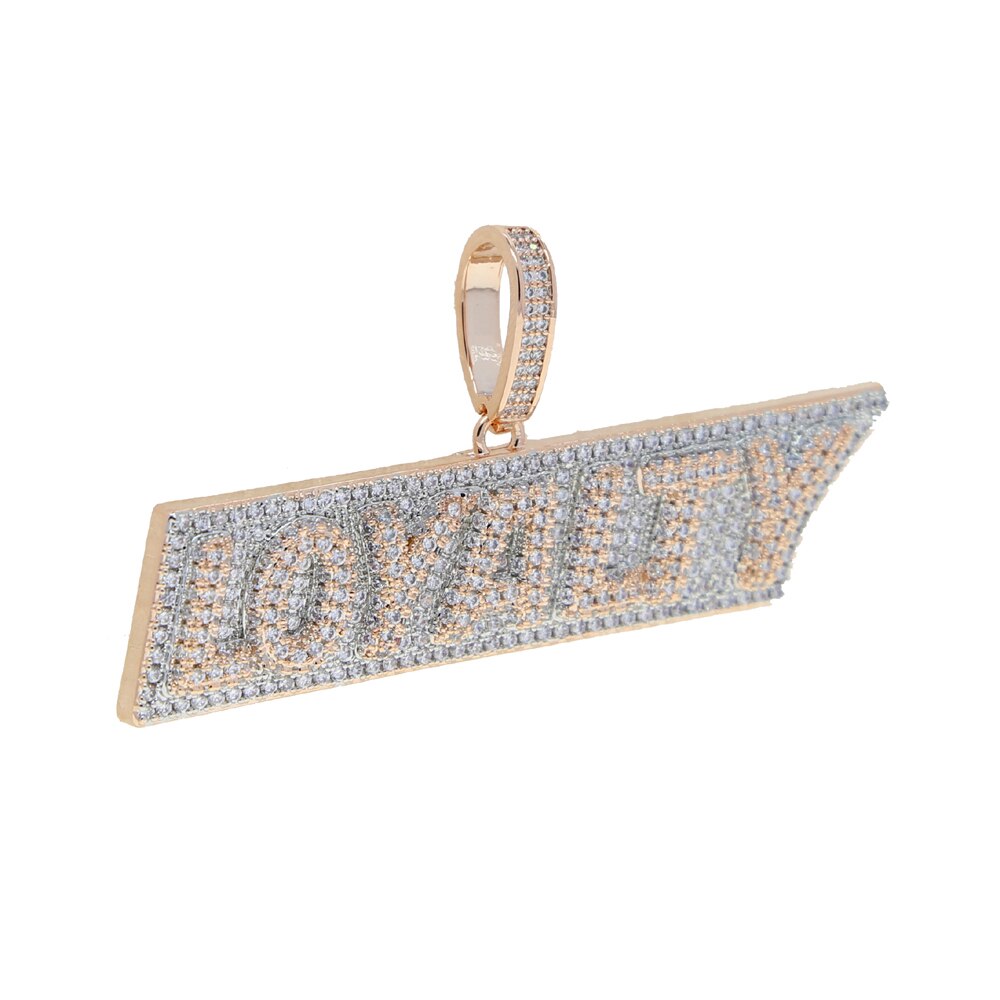 Iced Out Bling Letters Loyalty Pendant Necklace Gold Silver Color 5A Zircon Letter Charm Necklaces Men&#39;s Women Hip Hop Jewelry