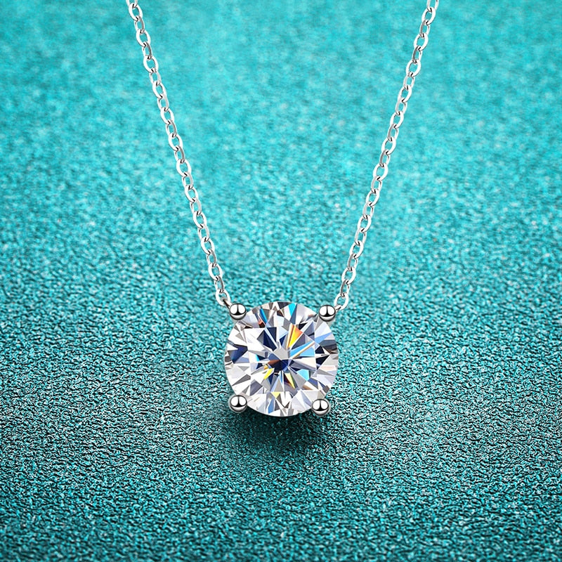 White Gold Plated 1-5CT Moissanite Necklace