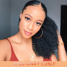 Load image into Gallery viewer, Mogolian Afro Kinky Curly Drawstring Ponytail Extensions Remy 10-28 inch long Clip Ins Yaki Ponytail Human Hair Extension
