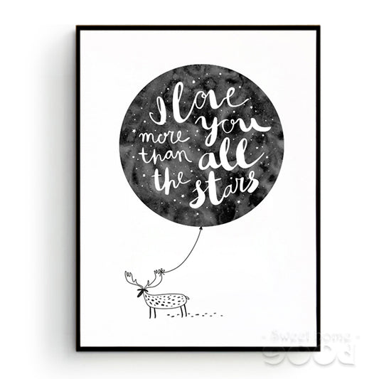 Watercolor Love Quote with Deer Canvas Art Print Painting Poster, Wall Pictures For Home Decoration, Wall Decor S006