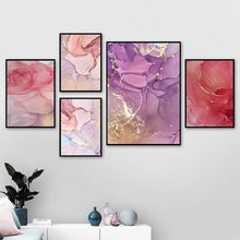 Load image into Gallery viewer, Modern Abstract Beautiful Colorful Golden Petals Ink Canvas Painting Wall Art Nordic Print Scandinavian Decoration Picture
