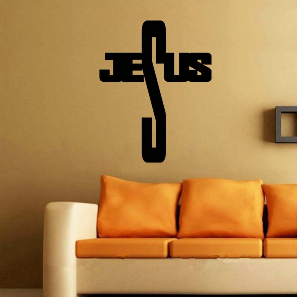 Christian Jesus Cross Art home decor vinyl Wall sticker Wallpaper wall decals