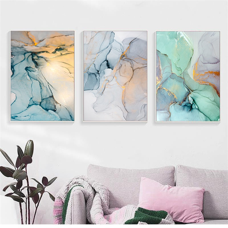 Abstract Green Stone Pattern Nordic Poster Canvas Painting Quadro Wall Pictures Cuadros Decoracion Geometric Home Decor Unframed